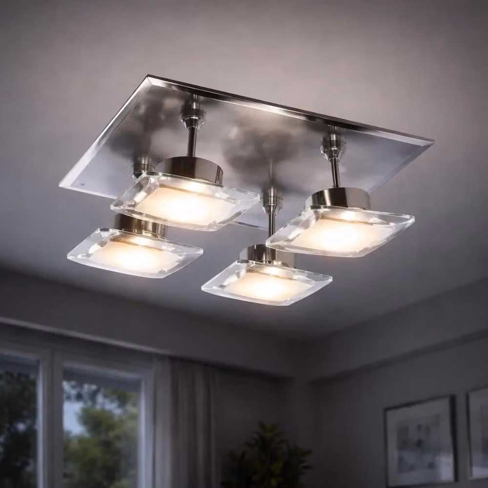 Plafoniere a LED, acciaio, dimmerabili, faretti orientabili, L 25 cm