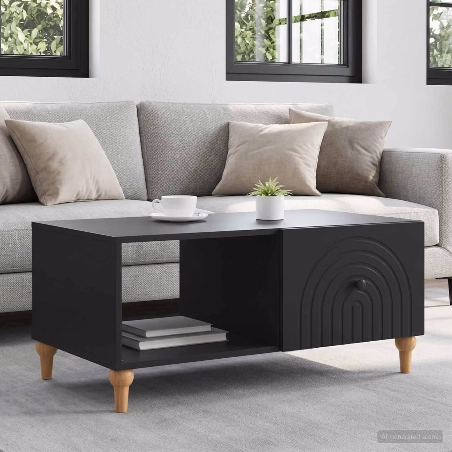 Maison Exclusive - Tavolino nero 90 x 50 x 40 cm in materiale derivato dal legno