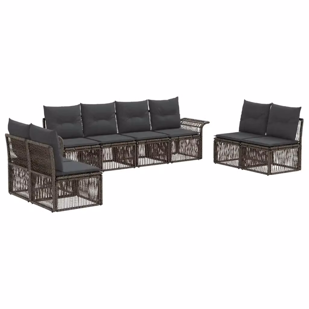 Set da giardino moderno vidaXL composto da 8 pezzi in rattan grigio con cuscini inclusi e struttura in acciaio verniciato a polvere – 2