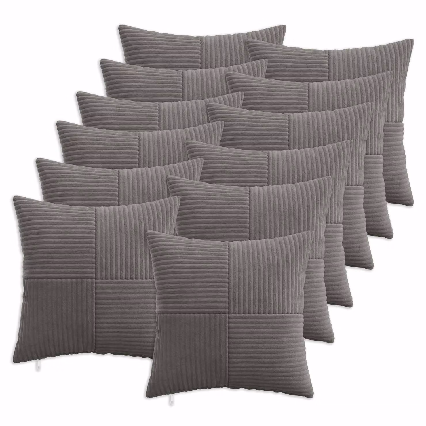 Set di 12 federe quadrate vidaXL ALMELO in velluto a coste grigio scuro, 40 x 40 cm