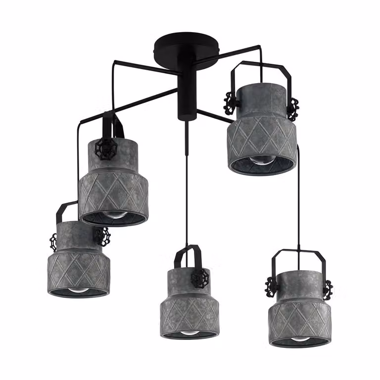 Lampadario Moderno Hilcott 5 Luci Pendenti Acciaio Nero