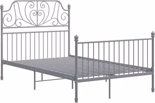 Letto matrimoniale | Letto per adulti | Giroletto Grigio in Metallo 120x200 cm