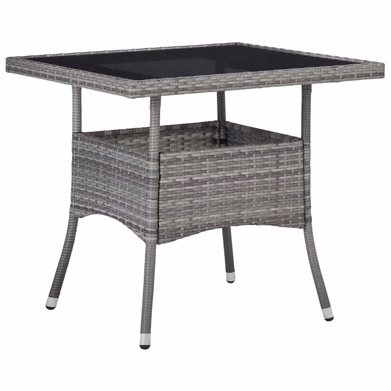 set da pranzo da giardino 5 pezzi in polirattan grigio e vetro