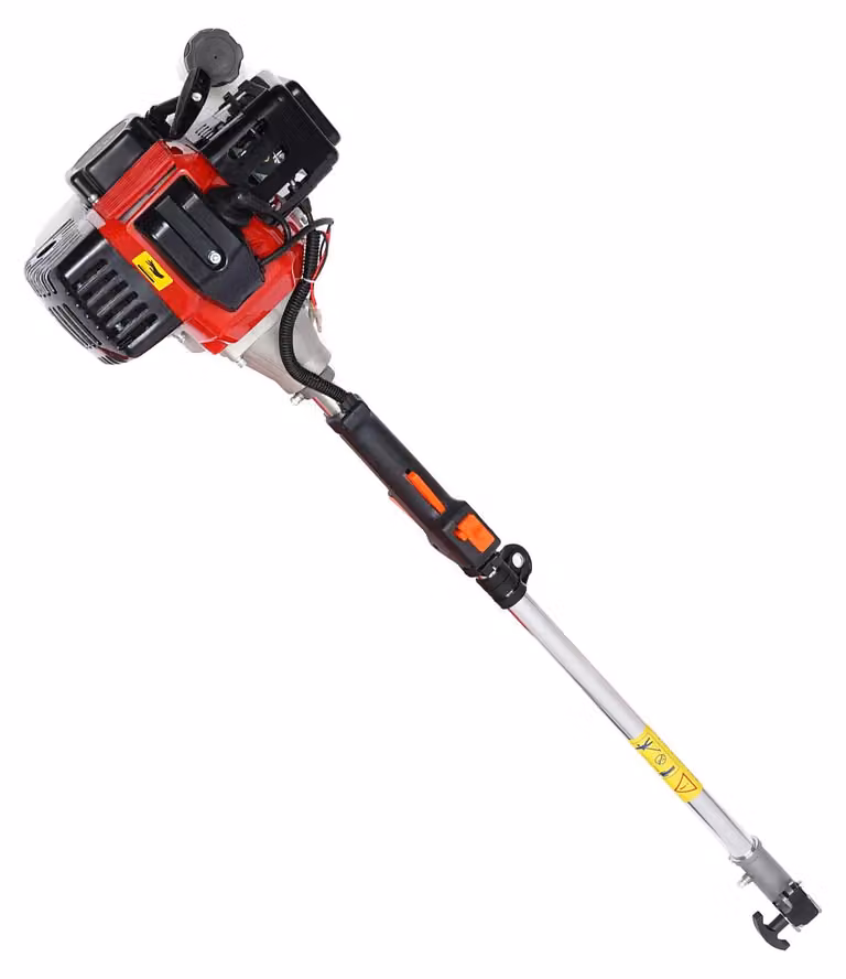 Decespugliatore multifunzione a benzina - 52cc, motore a 2 tempi, decespugliatore/trimmer - 7 in 1 con potatore per siepi e tagliaerba - 1,7 kW, 8500 giri/min - Include cintura di supporto e occhiali di protezione - Colore: rosso
