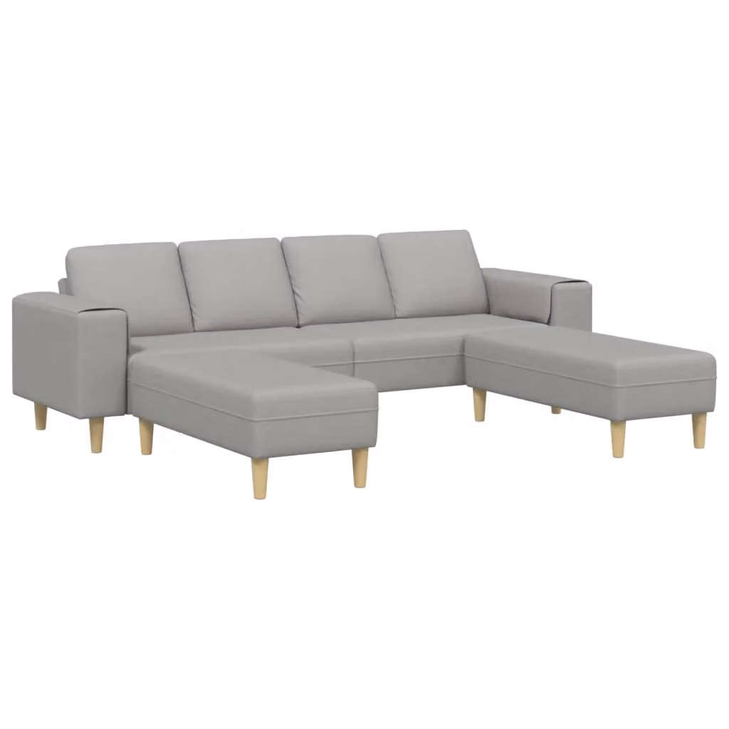 Divano angolare con chaise longue vidaXL per soggiorno in tessuto grigio e marrone con cuscini inclusi – 2
