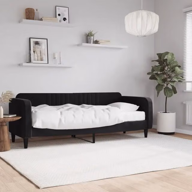 Divano Letto con Materasso Nero 80x200 cm in Velluto 3197036