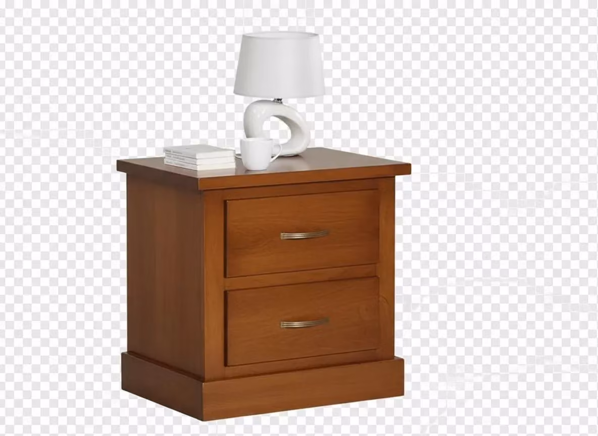 Comodino con 2 cassetti in legno massiccio noce Bassano Mobili 2G L: 53 cm, P: 36 cm, H: 59 cm – 1