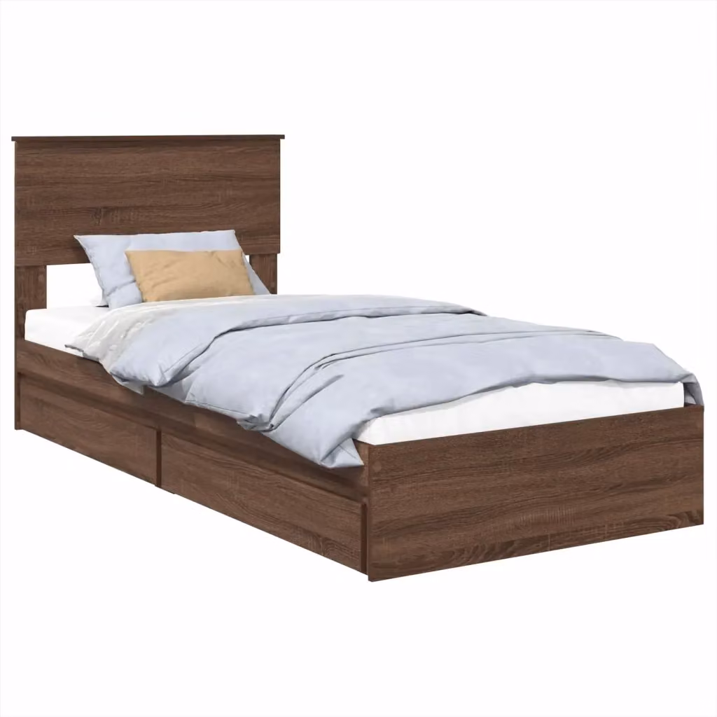 Letto con Contenitore e Testiera vidaXL in Legno Rovere Marrone L/P/H: 190 x 80 x 90 cm – 2