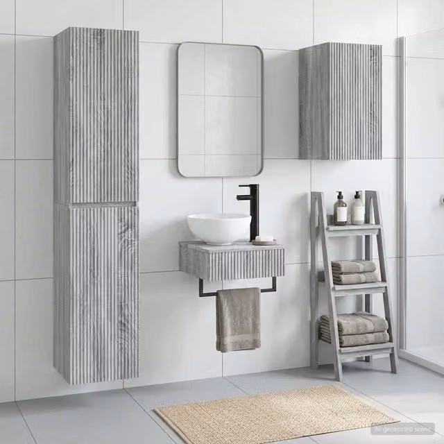 Set di mobili per il bagno 3 pz Sonoma grigio 3406049