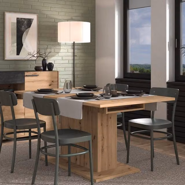 Tavolo fisso Siano DMORA per 6 persone in legno rovere marrone L: 160 cm, P: 91.5 cm, H: 76 cm – 1