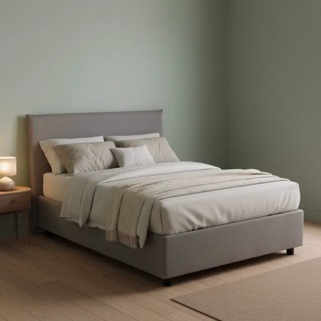 Letto Alush Talamo Italia con contenitore a sollevamento e materasso incluso, Grigio, L/P/H: 120 x 200 x 35 cm – 1
