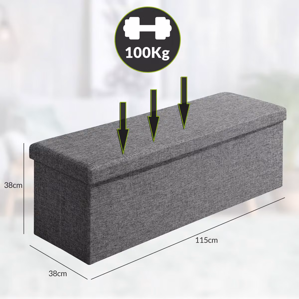 Pouf seduta Casaria® grigio con rivestimento rimovibile L: 115 cm, P: 38 cm, H: 38 cm – 3