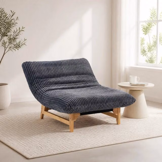 Poltrona Pouf Beanbag per Adulti in Tessuto a Corda, con Schienale, per Soggiorno e Camera da Letto