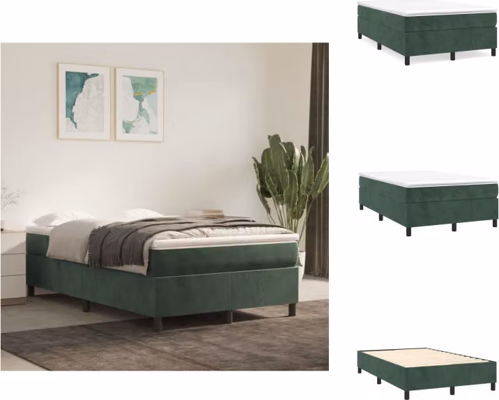 vidaXL Letto a molle con materasso verde scuro 120x200 cm in velluto - Letti e strutture letto