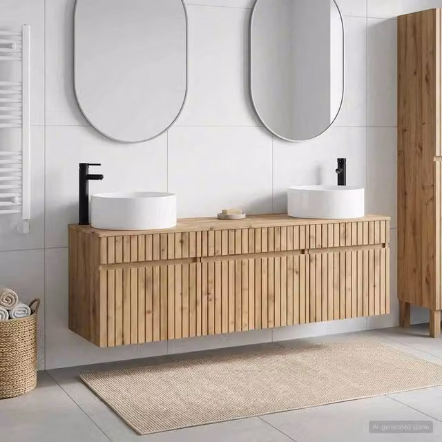 Set di Armadi da Bagno 3 pz Rovere Artigianale 3405786