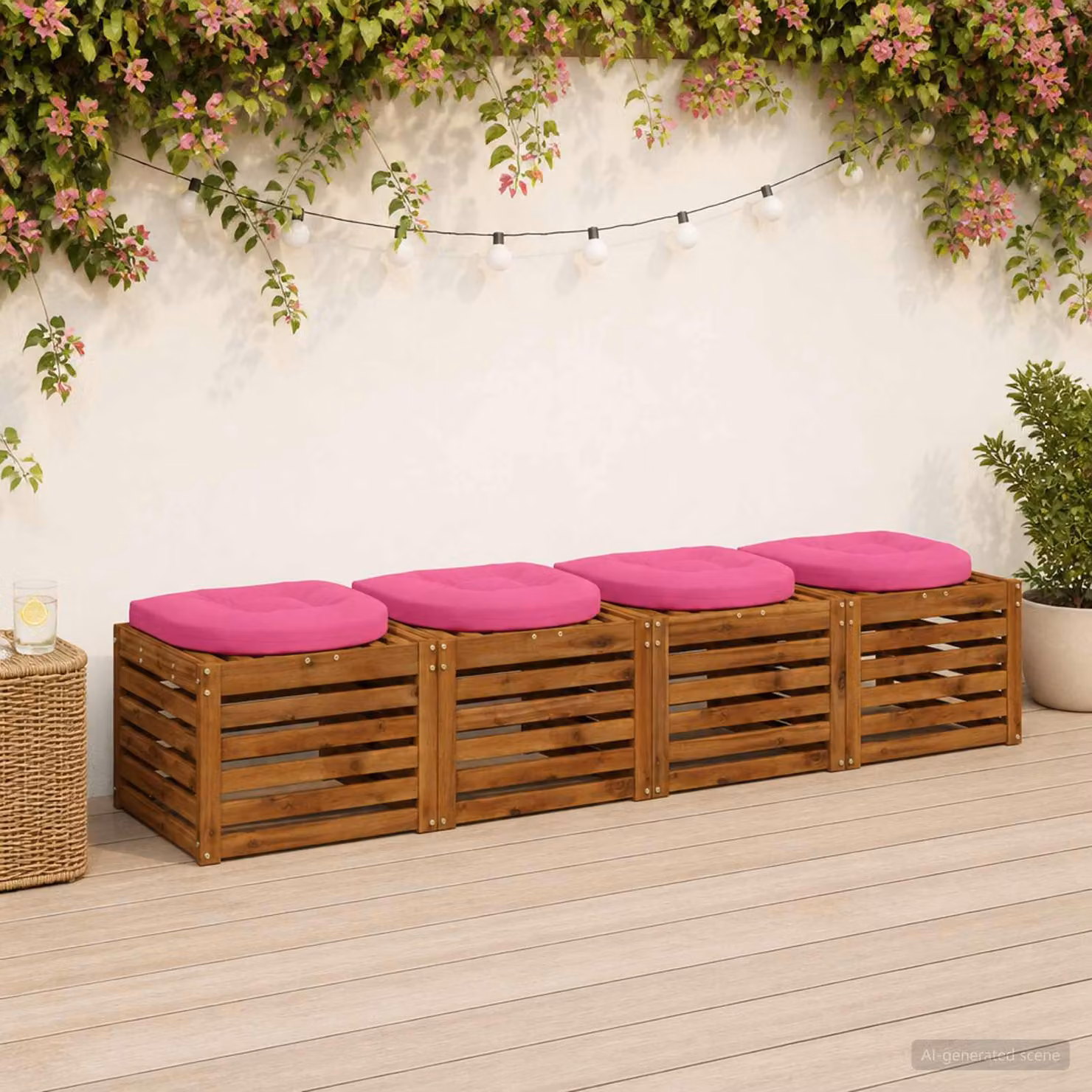 Set di 4 cuscini per sedia vidaXL in poliestere rosa con imbottitura in schiuma