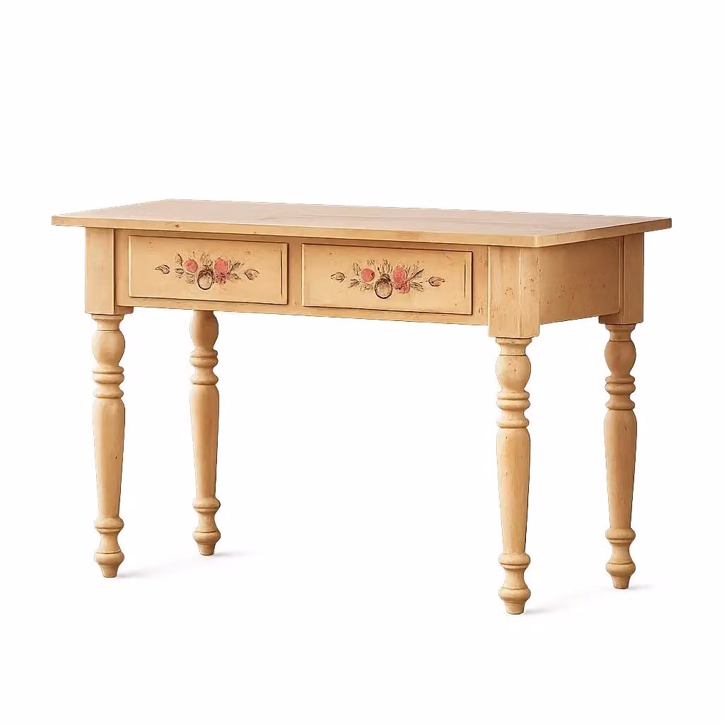 Scrivania in legno stile shabby con 2 cassetti Mobili 2G avorio e rosso L: 105 cm, P: 55 cm, H: 80 cm – 1