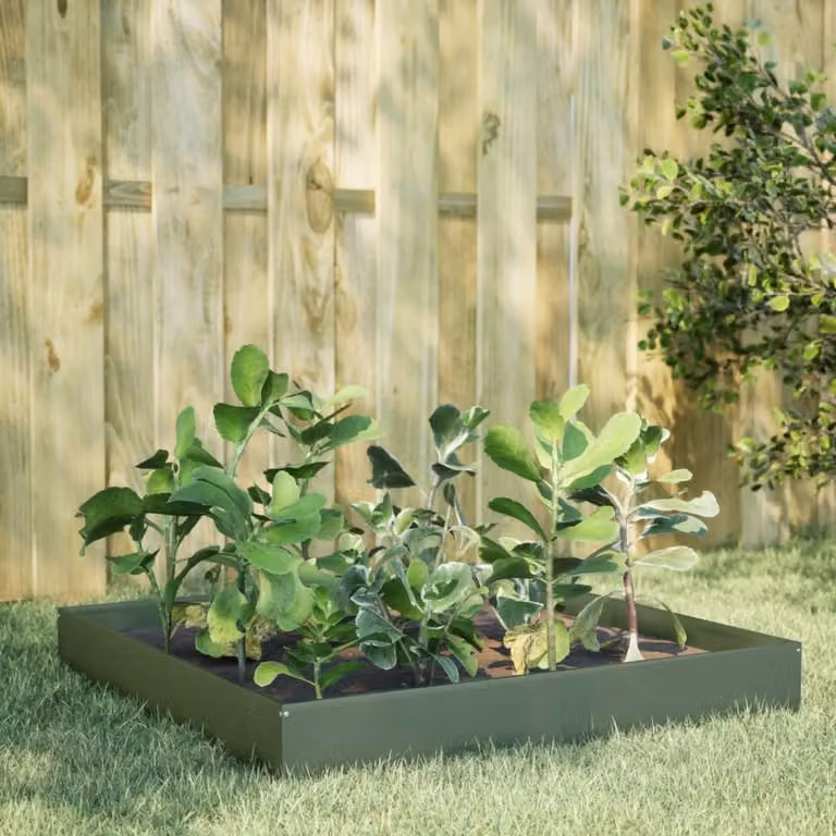 Fioriera Rialzata vidaXL in Acciaio Corten Verde Oliva L: 100 cm, P: 100 cm, H: 26 cm