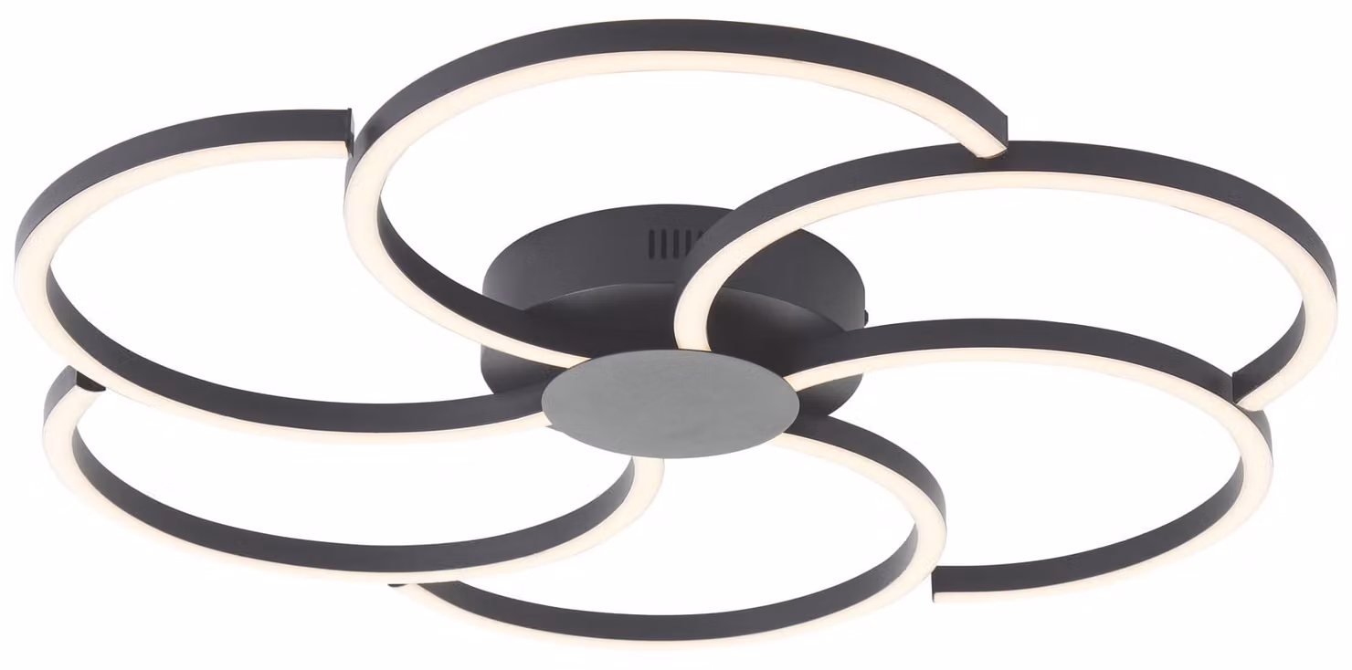 Plafoniera LED brillante Fico 65 cm, 3000 lm, dimmerabile, 3000-6500 K, alluminio, nero