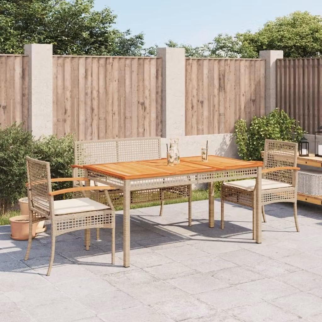 Maison Exclusive - Set da Pranzo da Giardino 4 pz con Cuscini Beige in Polyrattan