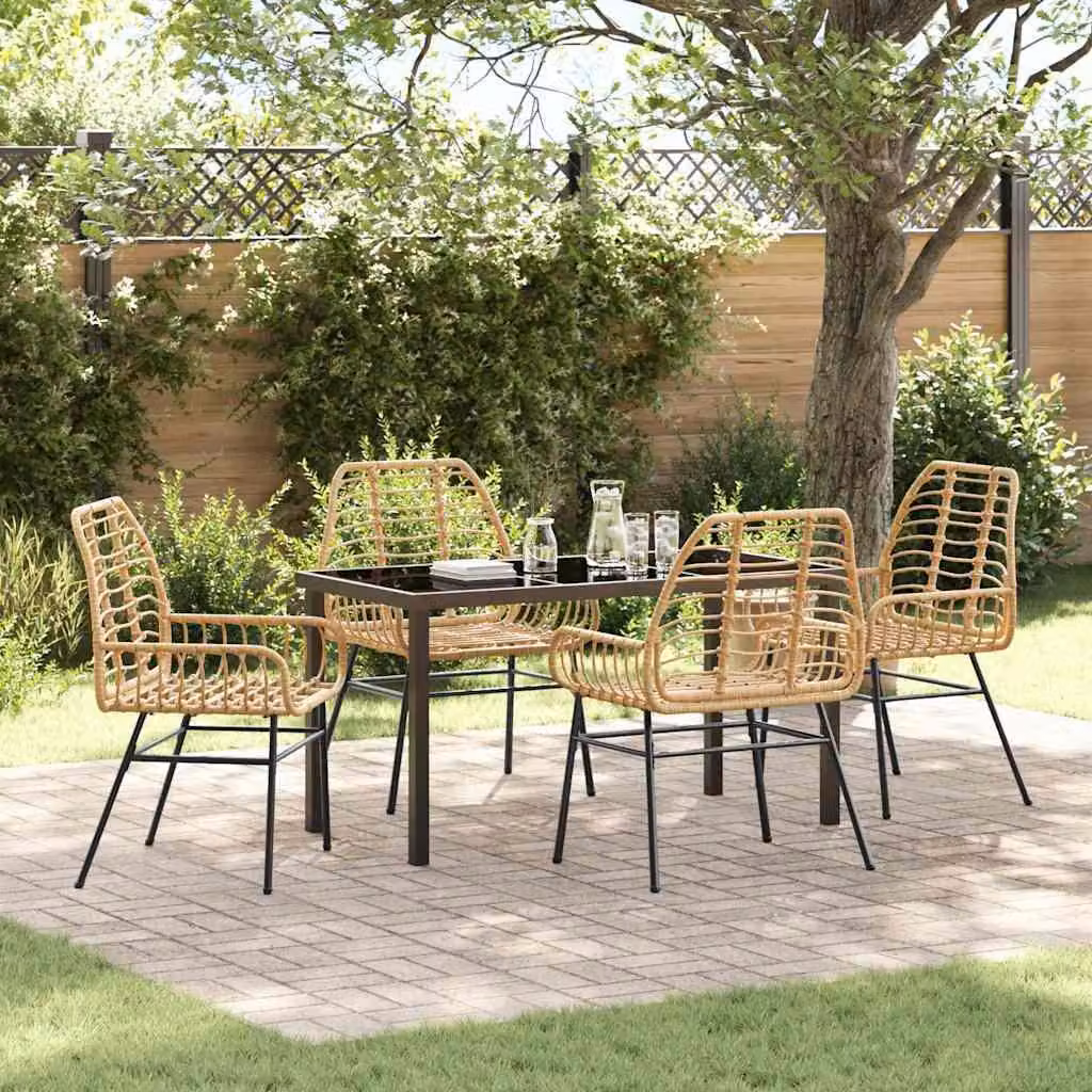 Maison Exclusive - Set da pranzo per esterno, 5 pezzi, color marrone, in rattan sintetico