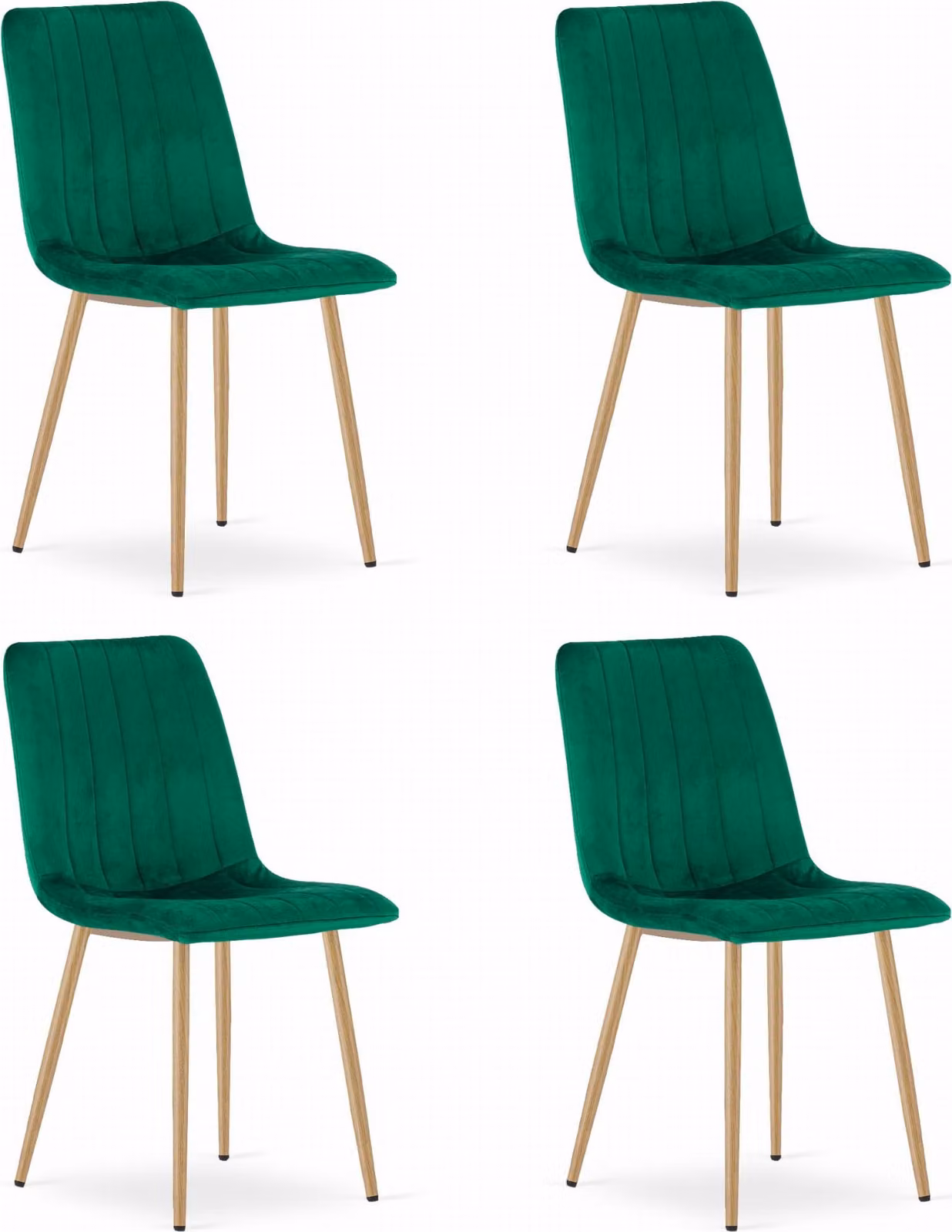 Sedia LAVA - velluto verde scuro / gambe in legno x 4