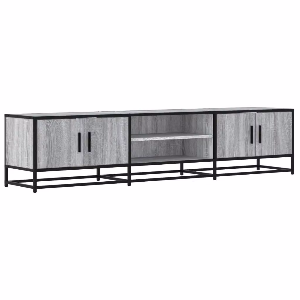 Mobile Porta TV Industrial vidaXL in MDF e Metallo, Grigio, L 180 x P 35 x H 41 cm – 2