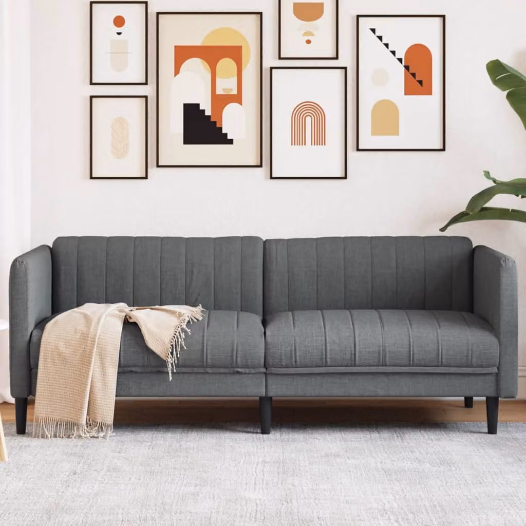vidaXL Divano a 3 Posti Moderno in Tessuto Grigio L: 193 cm, P: 76,5 cm, H: 74,5 cm