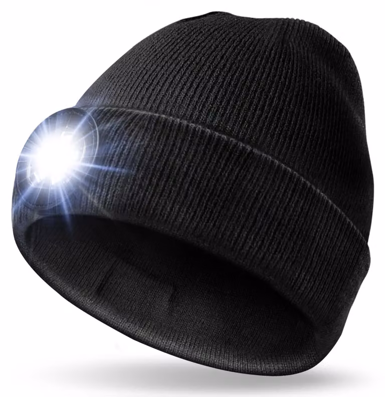 BERRETTO CON LUCE FRONTALE RICARICABILE Colore Nero