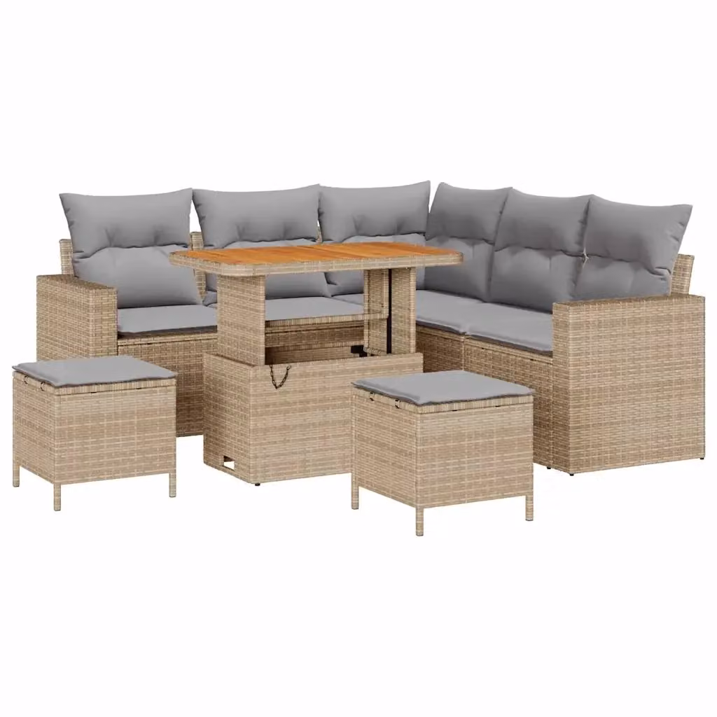 Set Divano da Giardino vidaXL a 6 posti in stile moderno con struttura in metallo e cuscini beige e grigi – 2