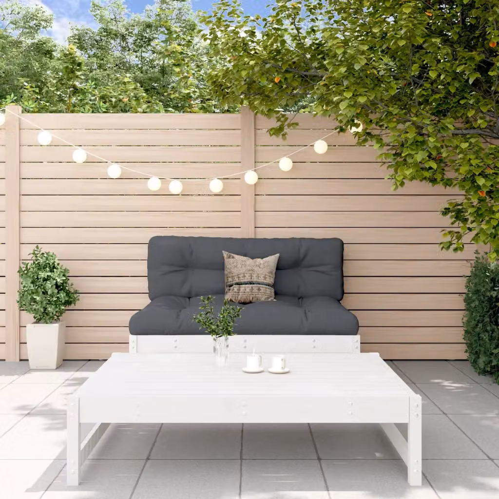 vidaXL Set Salotto da Giardino 2 pz in Legno di Pino Bianco con Cuscini