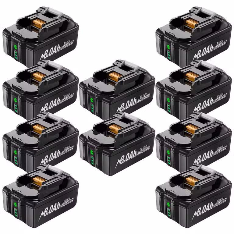 Batteria agli ioni di litio da 18V - Batteria di ricambio BL1830/BL1860 - 8000mAh, 8,0Ah, alta capacità - Per utensili elettrici da 18V - Confezione da 10