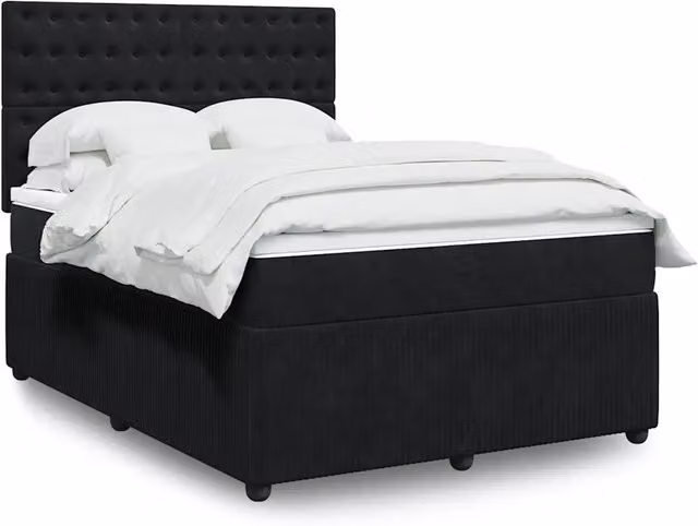 Letto Ibrido con Materasso in Velluto Nero e Struttura in Legno di Pino vidaXL L/P: 160 x 200 cm
