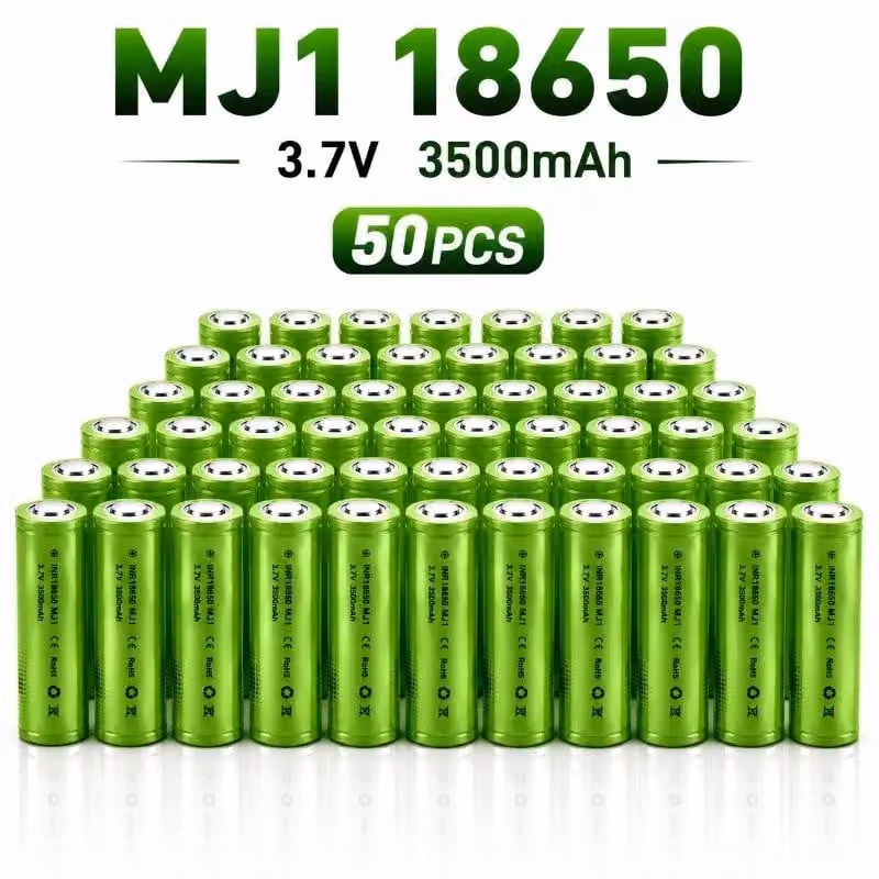 Batterie agli ioni di litio 18650 - INR18650 MJ1 - 3500 mAh - 3,7 V - Confezione da 50 pezzi - Adatte per correnti elevate - Ricaricabili