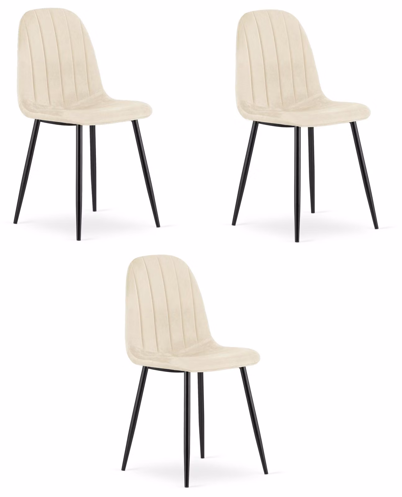 Sedia - Leobert - Padva - Velluto beige chiaro/gambe nere - 44,5 x 53 x 87 cm - Set da 3