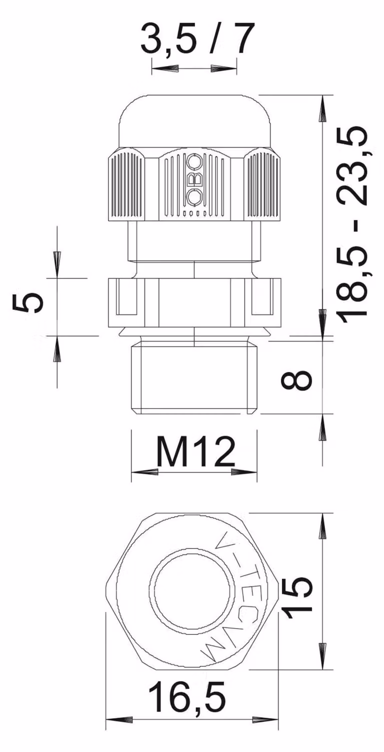 Pressacavo OBO V-TEC VM12 SGR PA grigio argento, metrico, 2022843
