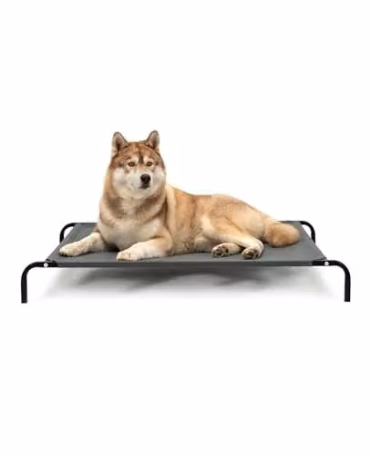 lionto Lettino Rialzato da Esterno per Cani, 117 x 85 cm, Grigio