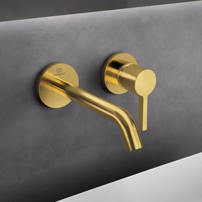 Ideal Standard Joy - Miscelatore da incasso per lavabo, bocca da 180 mm, installazione a 2 fori, oro spazzolato A7378A2