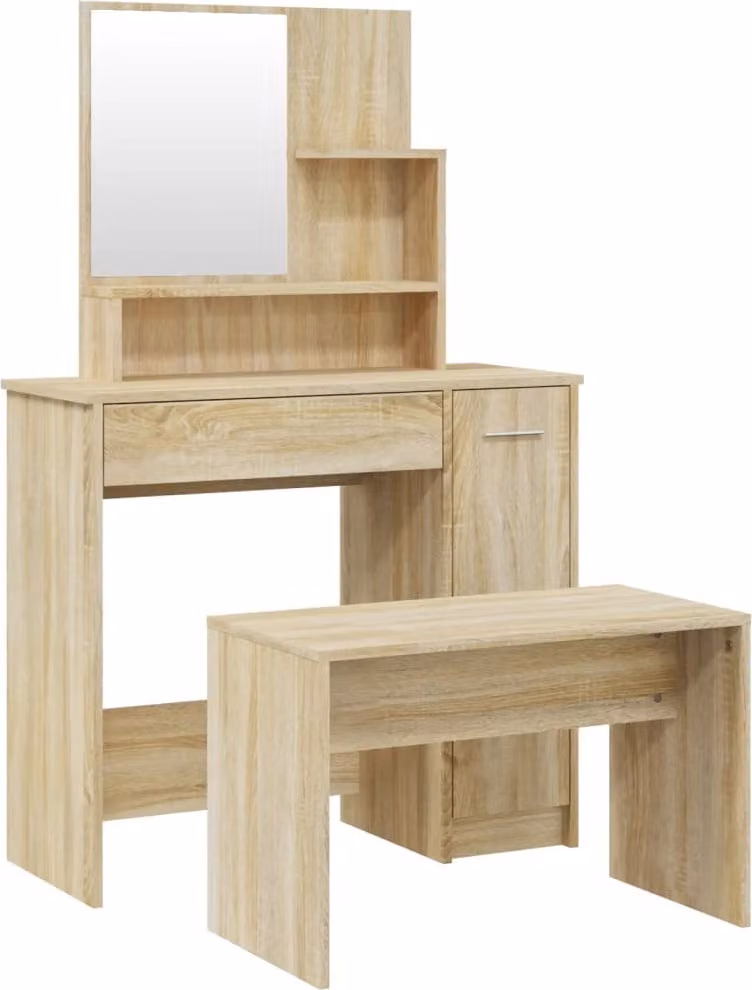 Set Tavolo da Toeletta Rovere Sonoma 86,5x35x136 cm