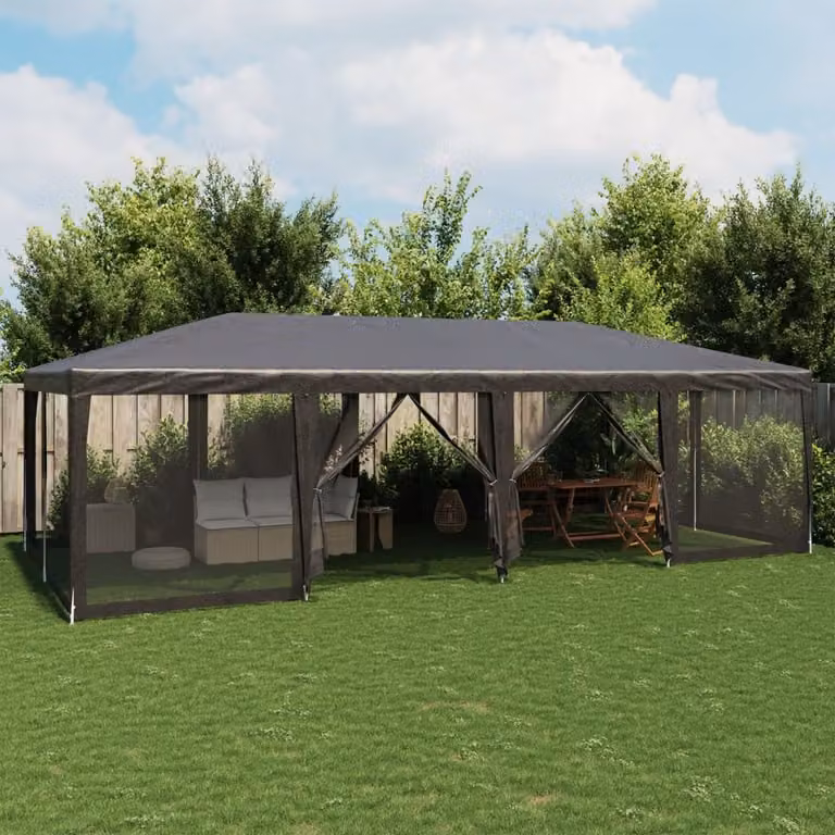 vidaXL Tenda per Feste con 12 Pareti in Rete Antracite L: 8 m, P: 4 m