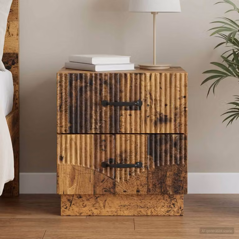 vidaXL Armadio da Notte con Cassetto in Legno Antico Marrone L: 43 cm, P: 34,5 cm, H: 44,5 cm