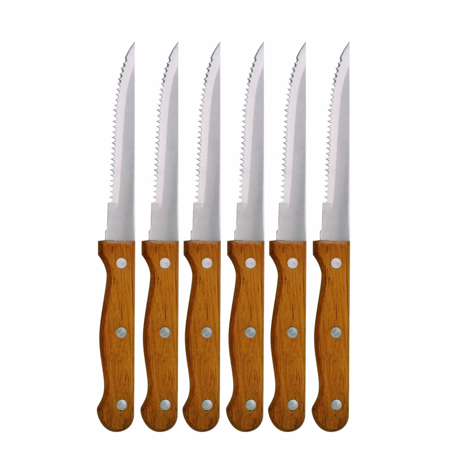 Set di 6 coltelli da bistecca Gusto Casa in acciaio inox argento con manico in legno