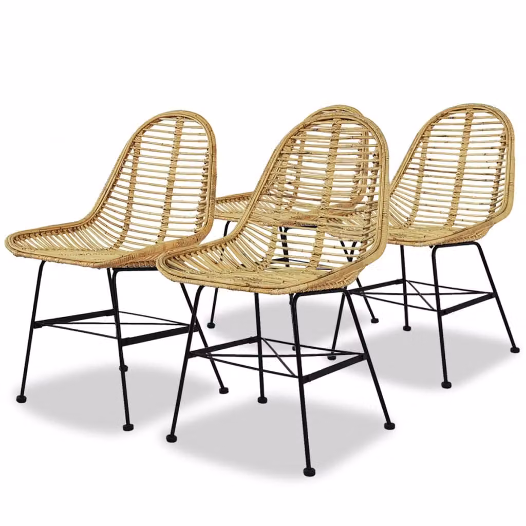 The Living Store Sedie da pranzo 4 pz. Rattan naturale