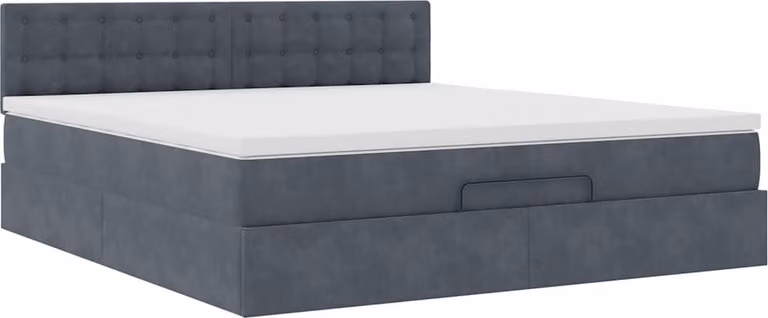 Struttura Letto Pouf con Materasso 180x200 cm in Velluto