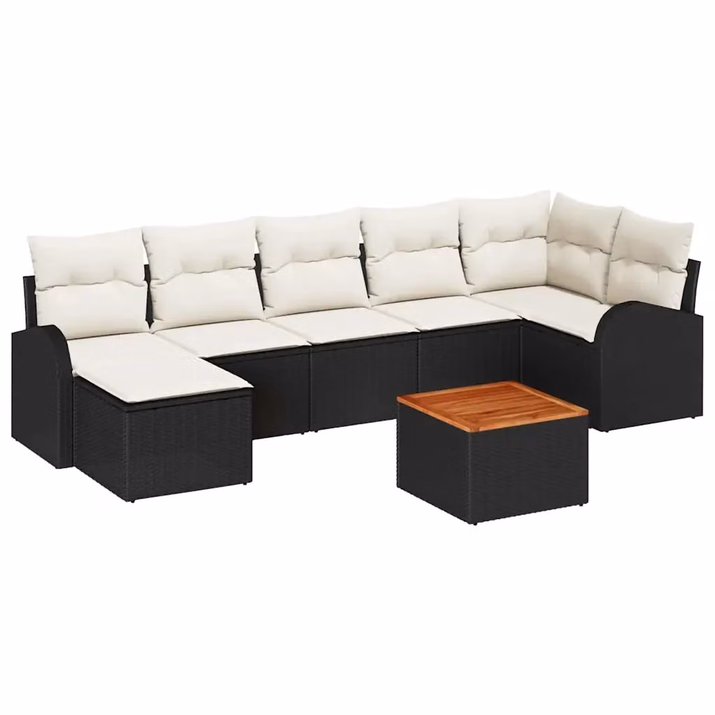 vidaXL Set Divano da Giardino Moderno 8 pz in Polyrattan con Cuscini Nero e Beige – 2