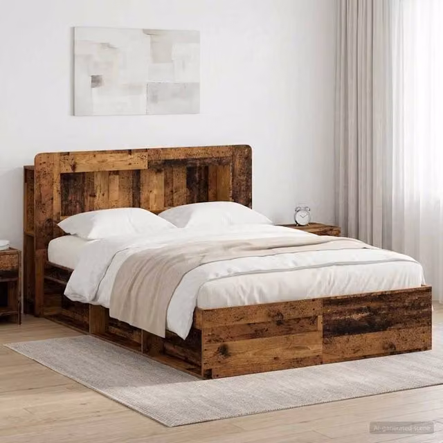 Letto con contenitore vidaXL in legno color marrone L/P/H: 190 x 140 x 153,5 cm – 1