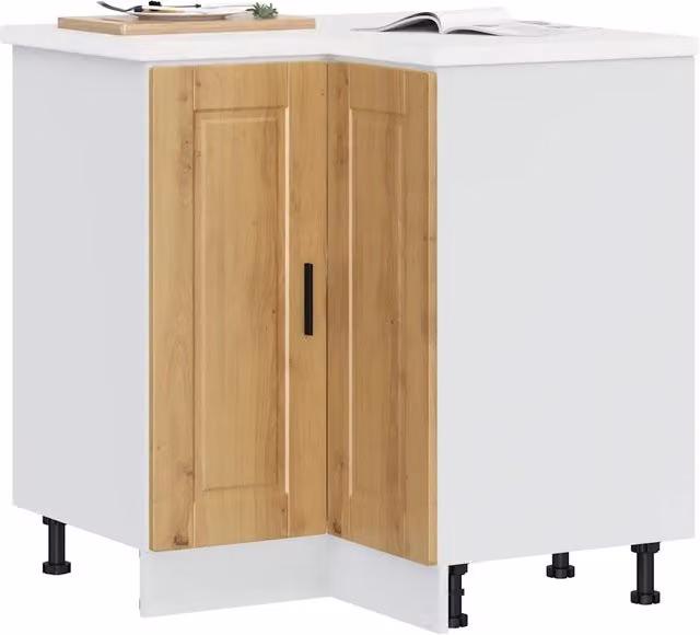 Base Angolo per Cucina Moderna vidaXL in Legno e MDF, Colore Marrone e Bianco