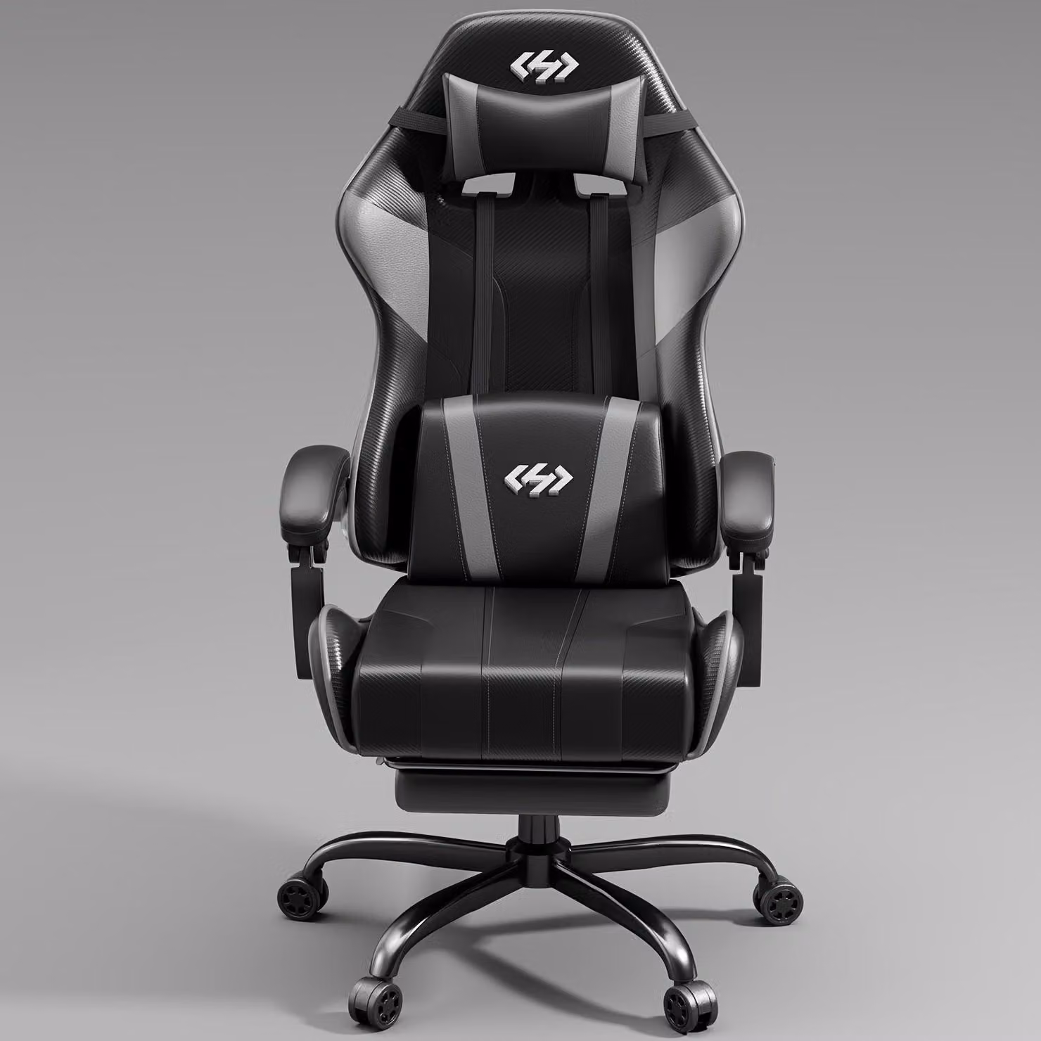 Sedia da gaming - Sedia da ufficio - Sedia per computer - Sedia da lavoro - Modello nero grigio