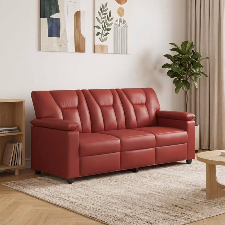 Divano moderno vidaXL in similpelle rosso, L: 191 cm, P: 85 cm, H: 93 cm