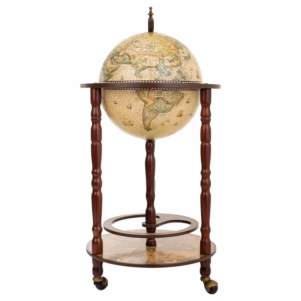Mobile portabottiglie Globe Wanderlust Deco in legno marrone L: 44,3 cm, P: 44,3 cm, H: 87 cm – 2